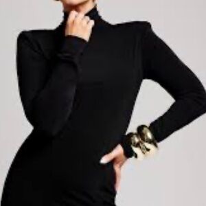 Goen. J Wool Asymmetrical Turtleneck Faux Wrap from Shoulder close at Back